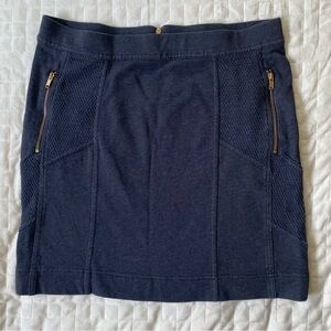 MARC BY MARC JACOBS Navy Blue Cotton Gold Zip Miniskirt Size M